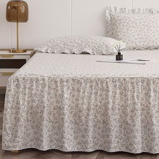 트윌 고밀도 순면 롱 침대커버 프릴 꽃 침대스커트