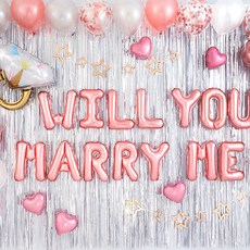 WILL YOU MARRY ME 프로포즈 풍선장식 홈파티세트 [심플리 로즈골드] 손펌프증정 장식방법동봉 파티용품 파티풍선 프로포즈 웨딩 기념일, 1개 - 메리메리어