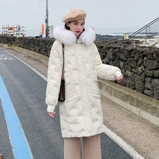 도깨비몰 파스텔 깃털후드 롱패딩