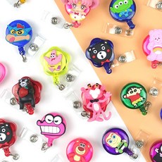 블랙문 캐릭터 사원증 릴홀더 목걸이줄 간호사 테이프걸이, 1개, 12.투명와인 쉐어베어A
