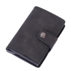 차폐 RFID 도난방지 솔질함 자동 튕기다 케이스 인조가죽 알루미늄합 골드카드지갑 남자 금속 자력