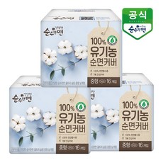깨끗한나라 건강한 순수한면 중형16매x4개 날개형 생리대, 3팩, 16매입