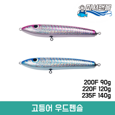 우드펜슬 파핑펜슬 200F 90g / 220F 120g / 235F 140g 플로팅 파핑낚시 빅게임 포퍼 빅베이트, 블루, 220F(120g)