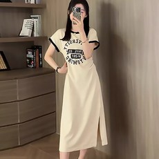 엣지Shop 시원한 여성 캐주얼 반팔 원피스