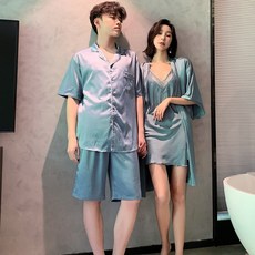 구름한스푼 남자긴팔홈웨어 2커버 값 커플파자마 봄가을 타입 소매 여성 큐트 뢰 망사 레드 실얼음 여름 실내복