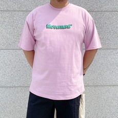 남자빅사이즈 오버핏 무브 로고 남여공용 커플 반팔티