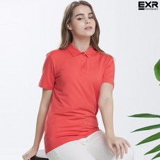 [EXR] 여성 솔리드 카라 티셔츠 코랄