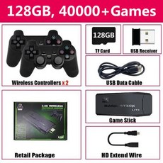 레트로 게임기 M8 비디오 게임 콘솔 24G 더블 무선 컨트롤러 20000 TV 스틱 PS1 FC GBA 휴대용 플레이어용 4K, 2) M8B 128G with box, 1개