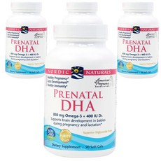 노르딕내츄럴스 프리네이탈 DHA 830mg 오메가-3 + 400IU D3 500mg 소프트젤, 90정, 4개