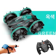 RC카 수륙양용차 오프로드 원격 조종 자동차 스피드 무선 탱크 4륜, 패키지 1 배터리 1개드라이버, 1개, 옥색 대형 수륙차