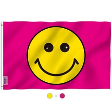 Anley Fly Breeze 3x5 Foot Yellow Happy Face Flag - Vivid Color and Fade proof - Canvas Header and D