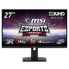 MSI MAG 274UPF 게이밍 모니터 RAPID IPS 패널 선명한 발색 4K UHD27인치144Hz1ms(GTG)KVM 스위치G-SYNC CompatibleHDMI 2.1DP1.4USB Type-C메이커