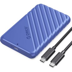 오리코 2.5인치 SATA 케이스 USB/Type-C WD/삼성전자/씨게이트 HDD/SSD 겸용식의 6TB저장용량 25PW1, 푸른색*1, Type-C3.1-Type-C-6Gbps(50CM)