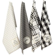 DII 가정용 스위트 농가 주방 모음 식기 수건 세트 18x28 블랙 4Count, 1개