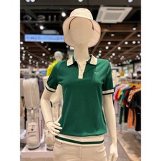 루이까스텔 [NC 강남점] 24S/S LOUIS CASTEL 여성 여름 골프웨어 아이비리그 투톤 반팔 카라 스웨터
