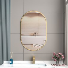 타원형 거울 심플한 외관 구멍 뚫을 필요 없음 욕실 침실에 3 가지 색상 옵션, 40x50-Gold