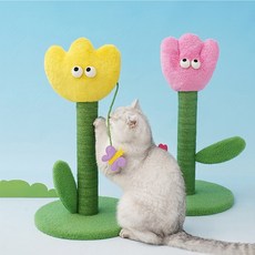 로딩 고양이 수직 스크래쳐 고양이 튤립 캣타워 스크래쳐, 1개, 핑크