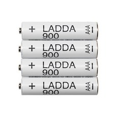 IKEA LADDA AAA High Capacity 900 mAH NiMH PreCharged Rechargeable Batteries Made in Japan, One Color, One Size