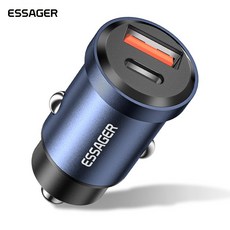 ESSAGER 자이로스코프 미니 30W 45W USB-A C타입 듀얼포트 차량용 시거잭 고속 충전기