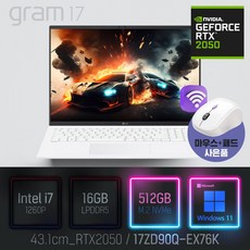 LG 2022 그램17(12세대) 17ZD90Q-EX76K [사은품 증정], WIN11 Pro, 16GB, 512GB, 코어i7, 화이트