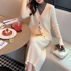 발렌트케이블니트투피스세트