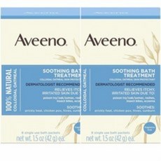 Aveeno 오트밀 순한 보습 입욕제 Soothing Bath Treatment 100% Oatmeal 8개입 2팩, 8입 x2박스