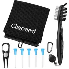 Clispeed 8 개 대 친환경 내구성 골프 도구 디벗 청소 브러시 ​​티 타올 클럽 운동, 검정