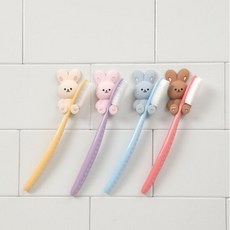 1+1 낀토 실리콘 칫솔걸이 무타공 벽걸이 후크, 브라운, 3m스티커형, 2개, 1개입