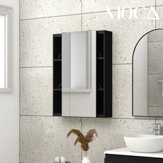 모카바스 전면 거울 슬라이드(미닫이) 누드 욕실 수납장[600 x 800 x 170], 블랙, 1개
