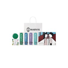 [마비스 코리아] 마비스 치약 4종&주얼리 파우치(그린) 선물 세트 + 쇼핑백, 1개, 340ml