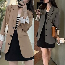 소매포인트 쓰리버튼 데일리 여성 자켓 캐주얼 아우터