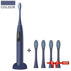 새로운 글로벌 버전 Oclean X Pro 전동 칫솔 터치 스크린 IPX7 빠른 충전 스마트 소닉 전동 칫솔 성인, 09 Blue add 2PW05_03 러시아