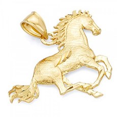 14k 옐로우 골드 말 참 펜던트 (크기 : 30 x 31 mm)