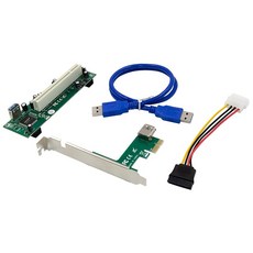 PCI Express PCI 어댑터 카드 PCIe Pci 슬롯 확장 카드 (PC 용 4 핀 SATA 전원 케이블 커넥터 포함)|추가 카드|, 1개, Green, 단일
