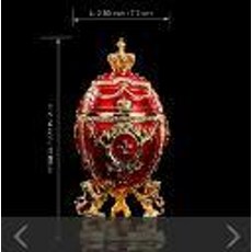 QIFU 대형 로얄 레드 퍼플 화이트 부활절 Faberge 달걀 스타일 머니 악세사리 상자 선물, 빨간