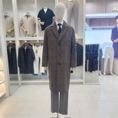 앤드지 캐쥬얼 세미오버 핏 캐시미어 혼방 핸드메이드 기본 싱글 롱 코트BZD4CG1101CBR1