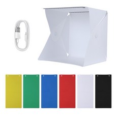 휴대용 접이식 라이트 박스 20cm LED 룸 스튜디오 소프트 DSLR 카메라용, 02 6-color background, 1개