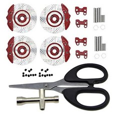 Fengshuiluck 4 PCS Set Metal Front Rear Brake Disc Decoration Simulation with Calipers for 110 Tra, Red_One Size, Red_One Size, Red
