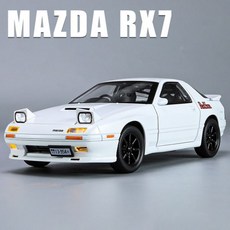 14세이상 1:24 마쓰다 RX7 슈퍼카 합금 자동차 다이캐스트 및 장난감 차량 모델 소리와 빛 풀백 어린이, 01 White