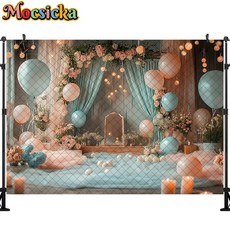 웨딩 사진 배경 풍선 커튼 장식 신부 초상화 스튜디오 소품 배너, 1개, 123) Ploy-240x180cm - 11