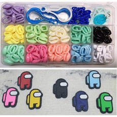 어몽어스 DIY만들기세트 최다구성 토이체인 마스크스트랩, 블랙, 핑크세트