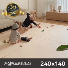 [쁘띠메종]두께4cm/매트무료보험/거실매트 (앞)테라조그레이X(뒤)크림 240 X 140, 단품