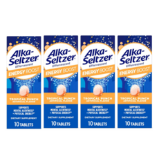 Alka Seltzer 에너지 부스터 11가지 필수 영양소 트로피칼 펀치 발포정 10정 4개