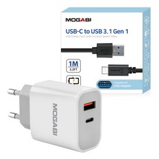 모가비 듀얼 USB C PD 30W 고속 충전기 + C타입 고속 충전케이블, 1세트