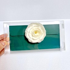 아이디어트립 용돈봉투 예쁜꽃 돈봉투와 전시케이스, 그린봉투+비누꽃+투명케이스
