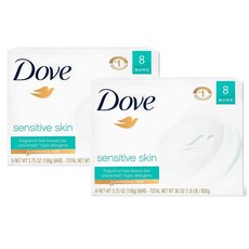 Dove Beauty Bar Gently Cleanses Sensitive Skin 도브 센시티브 스킨 미용비누 106g 16개, 1개