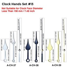 MCDFL DIY 벽시계 메커니즘 롱 샤프트 무소음 테이블 시계 무브먼트 애로우 교체 장치 부품 석영, 15mm Shaft Length, 74) Clock Hands Set 13 15mm S