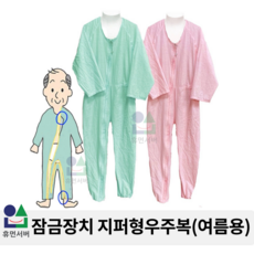 휴먼서버 잠금장치 지퍼형우주복(여름용), 블루, L, 1개