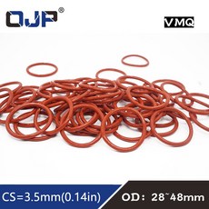 고무패킹 고무링 세트 5 개/ 레드 실리콘 링 실리콘/VMQ O-링 3.5mm 두께 OD28/32/35/37/38/40/45/48mm 고무 씰링 가스켓 위생 W, [01] 28x21x3.5mm, [01] 5 pieces