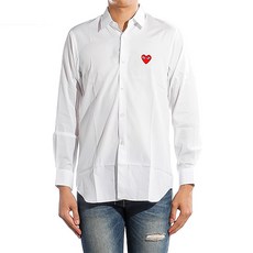꼼데가르송 P1B002 WHITE 남성 레드하트 셔츠 20SS